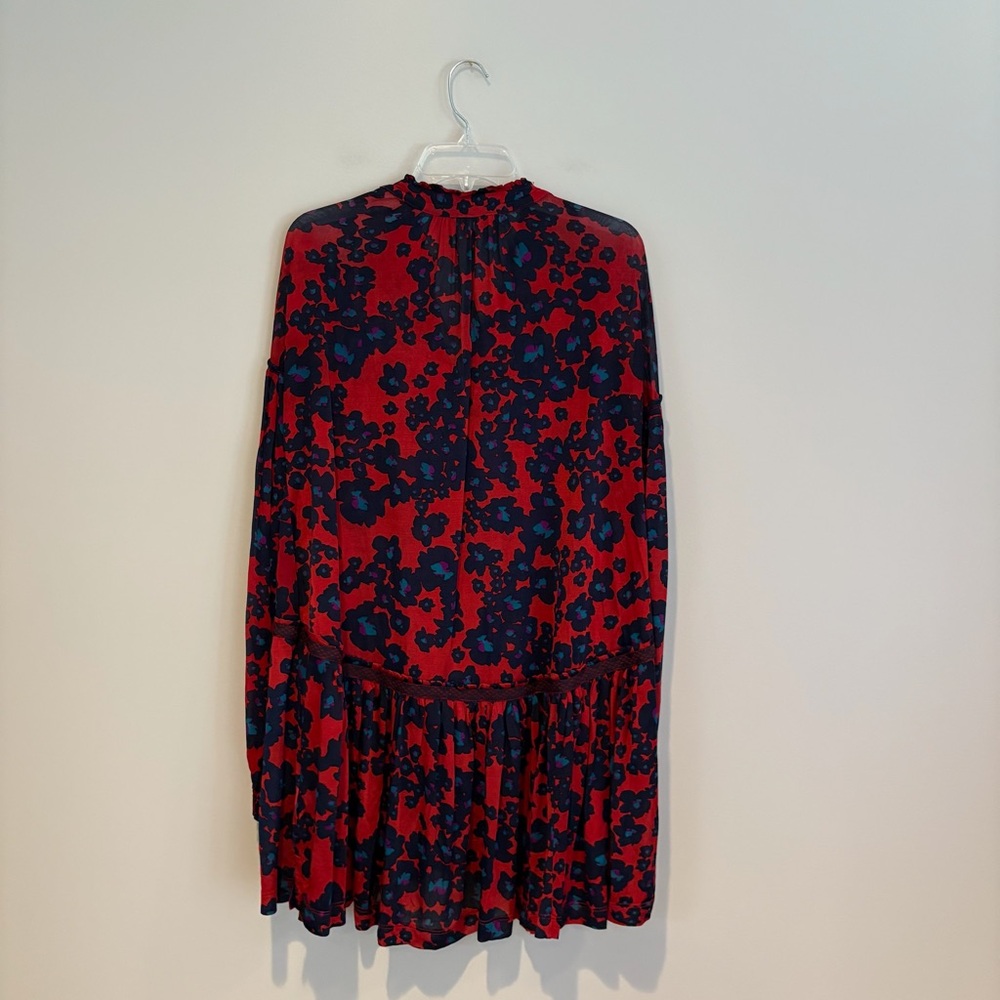 Free People Love Letter Red and Blue Floral Tunic Dress - Picture 4 of 7